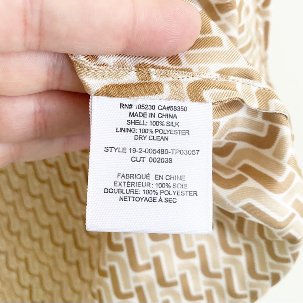 Joie Joslin Bow Tie Silk Blouse Chain Print Oak Tan XL NWT - Picture 9 of 13